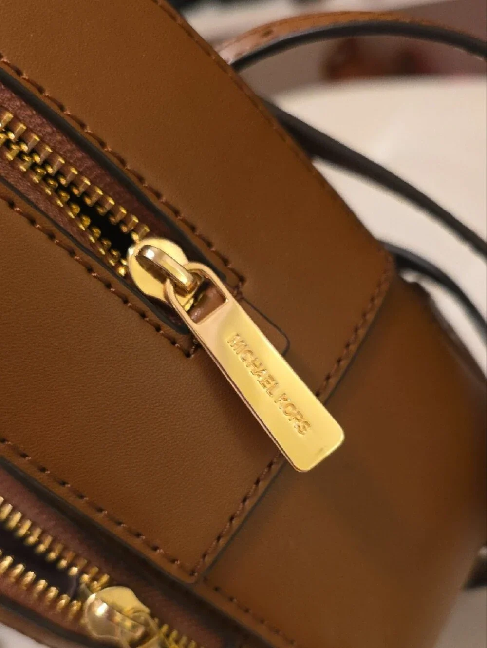 Michael Kors Brown Logo Mini Convertible Backpack with Tan Trim